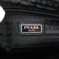 Prada Logo Nylon Leather Clutch Bag Pouch NERO Black 2NE789