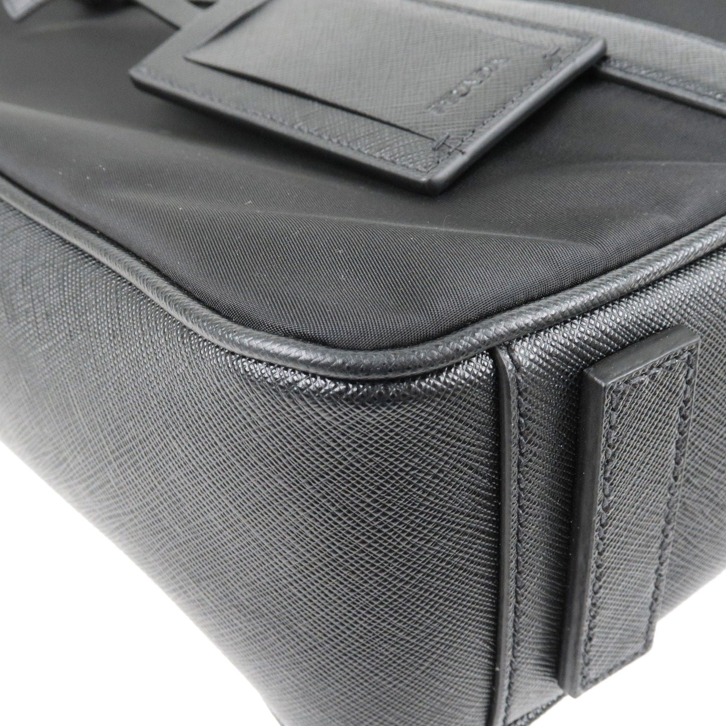 Prada Logo Nylon Leather Business Bag Brief Case Black 2VE661