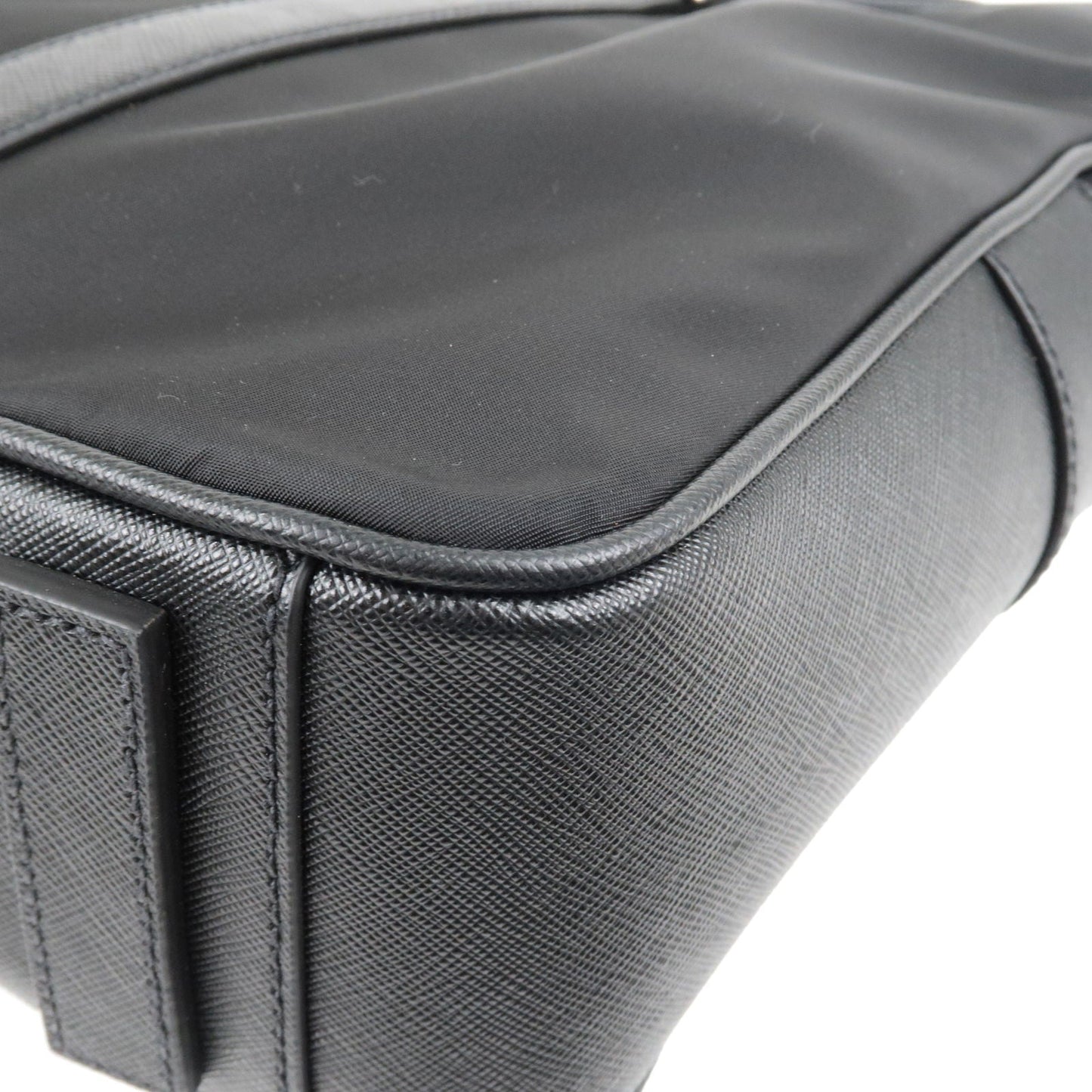 Prada Logo Nylon Leather Business Bag Brief Case Black 2VE661