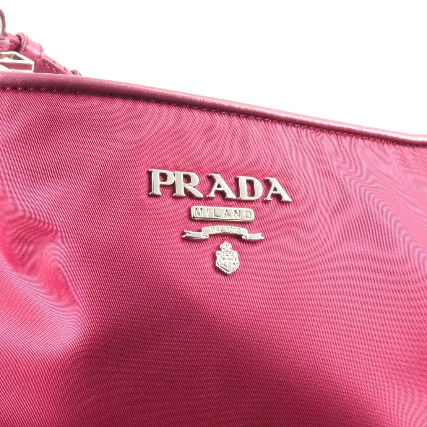 Prada Logo Nylon Leather Shoulder Bag Hand Bag Pink BR4894
