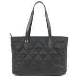 Prada Nylon Leather Quilting Chain Tote Bag NERO Black 1BG086