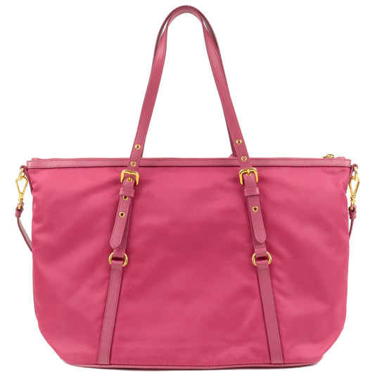 Prada Logo Nylon Leather 2Way Bag Tote Bag Pink BR4253