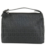 FENDI Zucchino Canvas Leather Hand Bag Mini Bag Black 8N0005