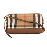 Burberry Tan Leather and Ho  Check Abingdon Clutch Bag (3647004)