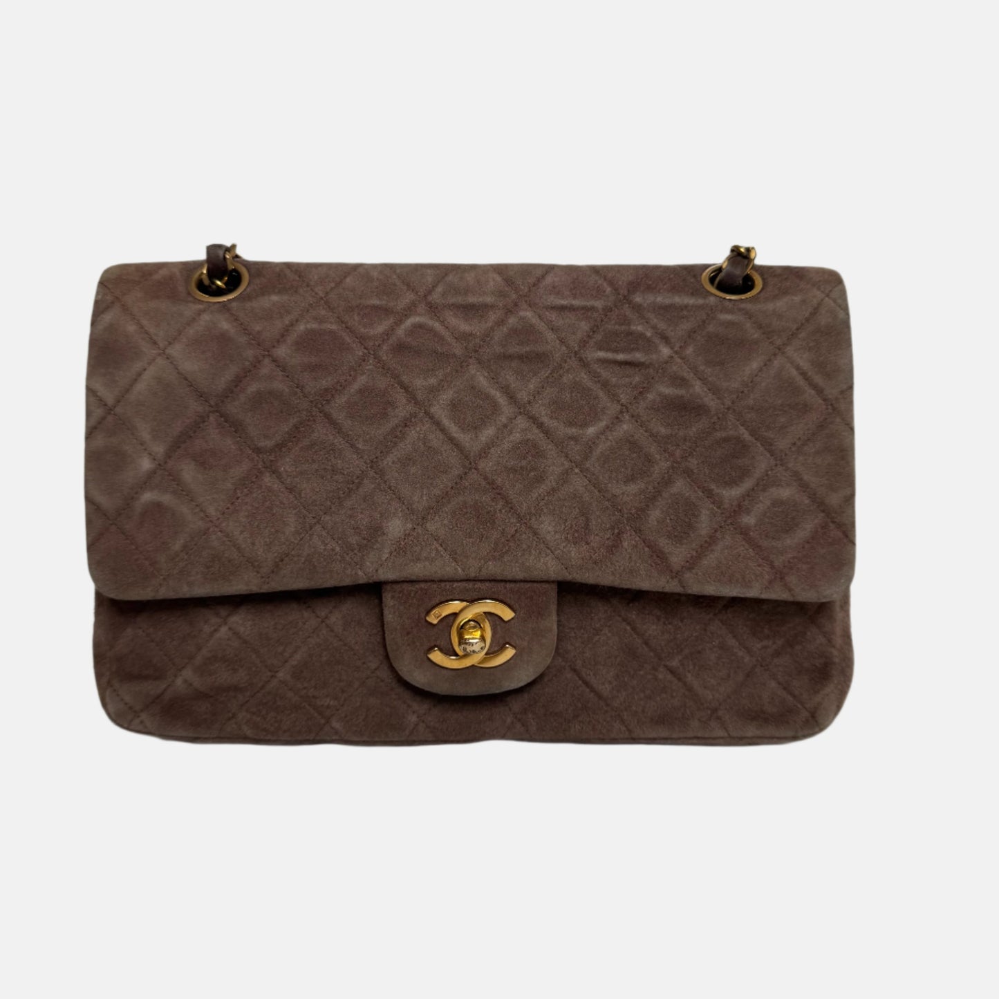 Chanel Classic Flap   Medium Brown Suede Leather with 24k Gold HW, 1991-1994