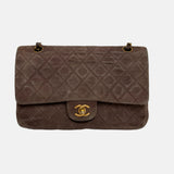 Chanel Classic Flap   Medium Brown Suede Leather with 24k Gold HW, 1991-1994