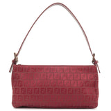 FENDI Zucchino Canvas Leather Shoulder Bag Red 8BR042