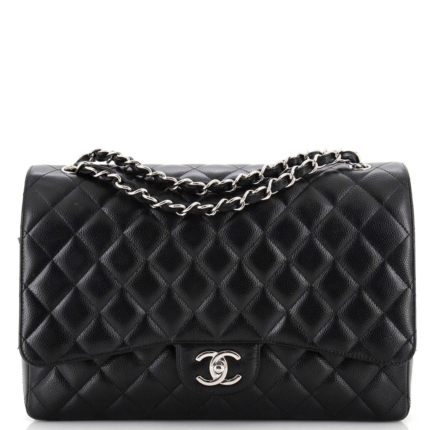 CHANEL Classic Double Flap Bag Quilted Caviar Maxi