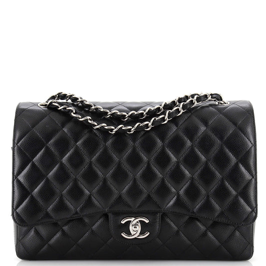 CHANEL Classic Double Flap Bag Quilted Caviar Maxi