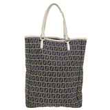 FENDI Zucchino Canvas Hand Bag Navy 2384-8BH006-028 Auth 36667