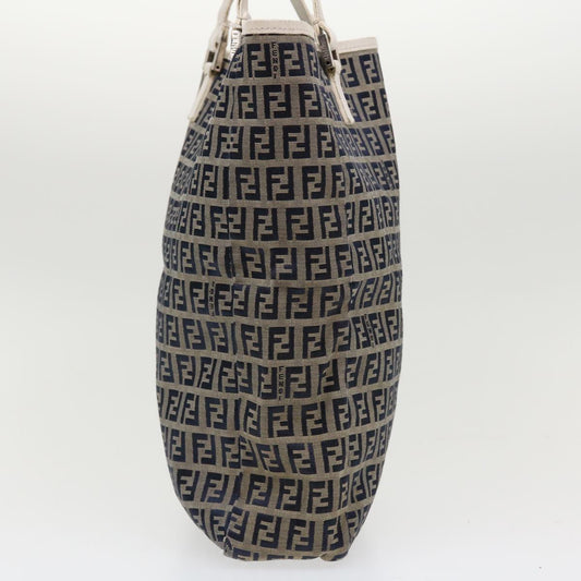 FENDI Zucchino Canvas Hand Bag Navy 2384-8BH006-028 Auth 36667
