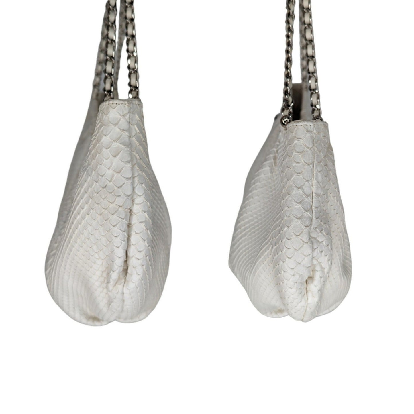 Chanel   White Python CC Chain Hobo Bag