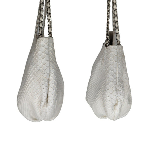 Chanel   White Python CC Chain Hobo Bag