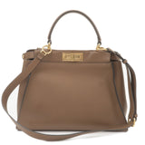 FENDI Peekaboo Regular Leather 2Way Bag Brown 8N290
