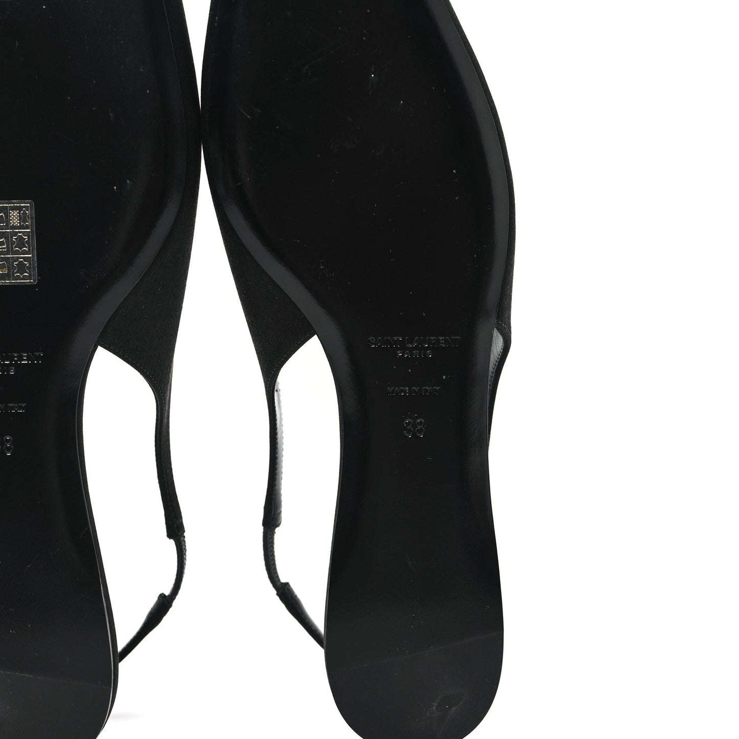 Saint Laurent Raso Nappa Babylone 00 Slingback Flats 38 Black