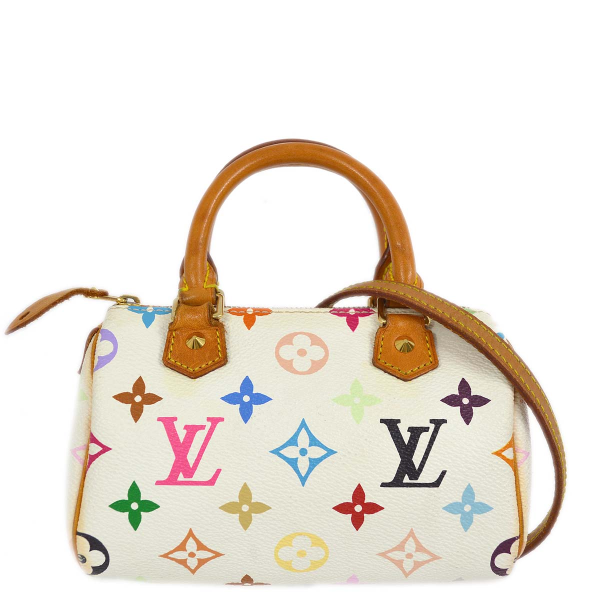 Louis Vuitton White Monogram Multicolor Mini Speedy 2way Shoulder Handbag M92645
