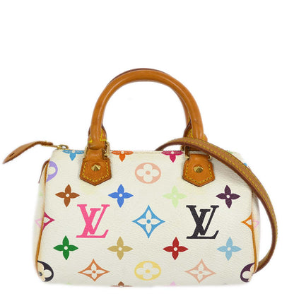 Louis Vuitton White Monogram Multicolor Mini Speedy 2way Shoulder Handbag M92645
