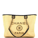 CHANEL Deauville Tote Straw with Chain Detail Small