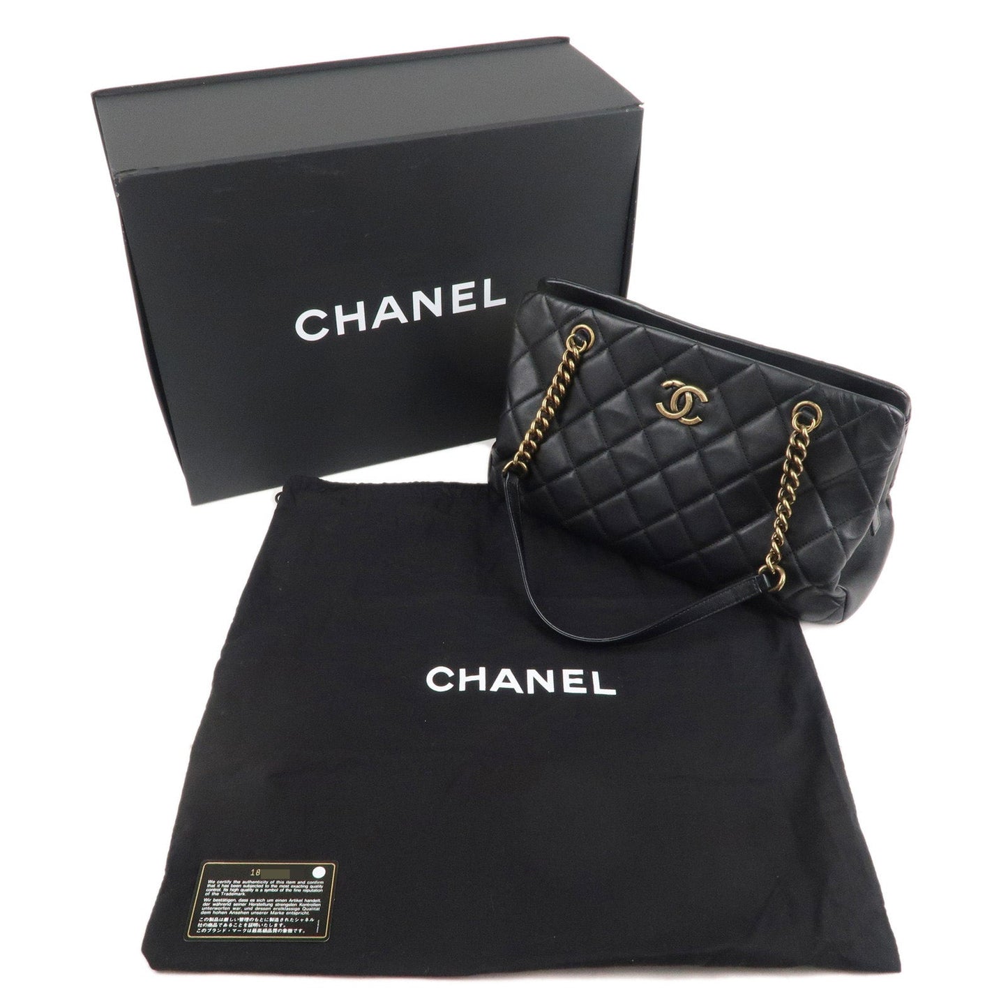 CHANEL Matelasse Lamb Skin Chain Shoulder Bag Black   Gold