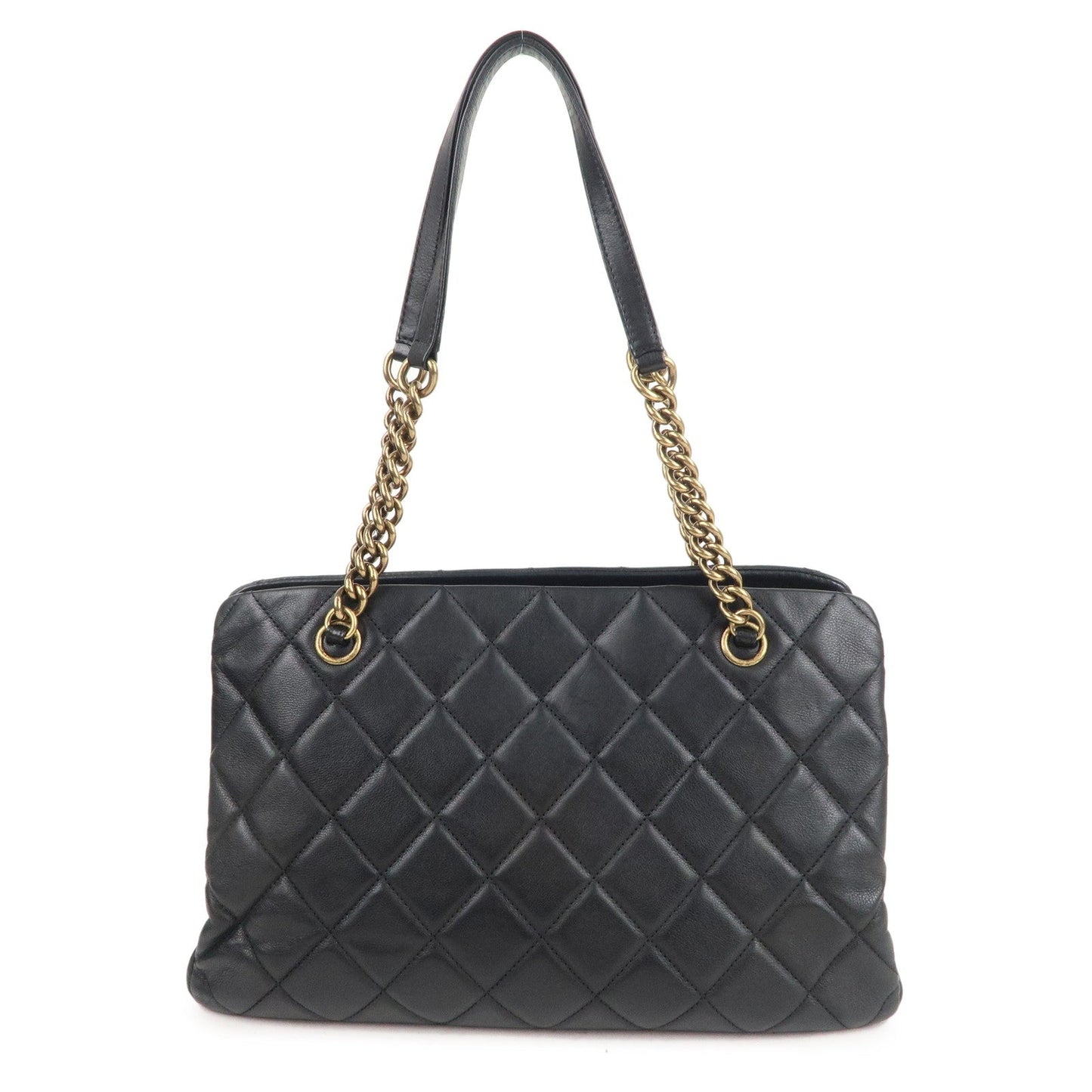 CHANEL Matelasse Lamb Skin Chain Shoulder Bag Black   Gold