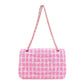 CHANEL Matelasse 25 Tweed Leather Chain W Flap Shoulder Bag Pink