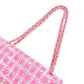 CHANEL Matelasse 25 Tweed Leather Chain W Flap Shoulder Bag Pink