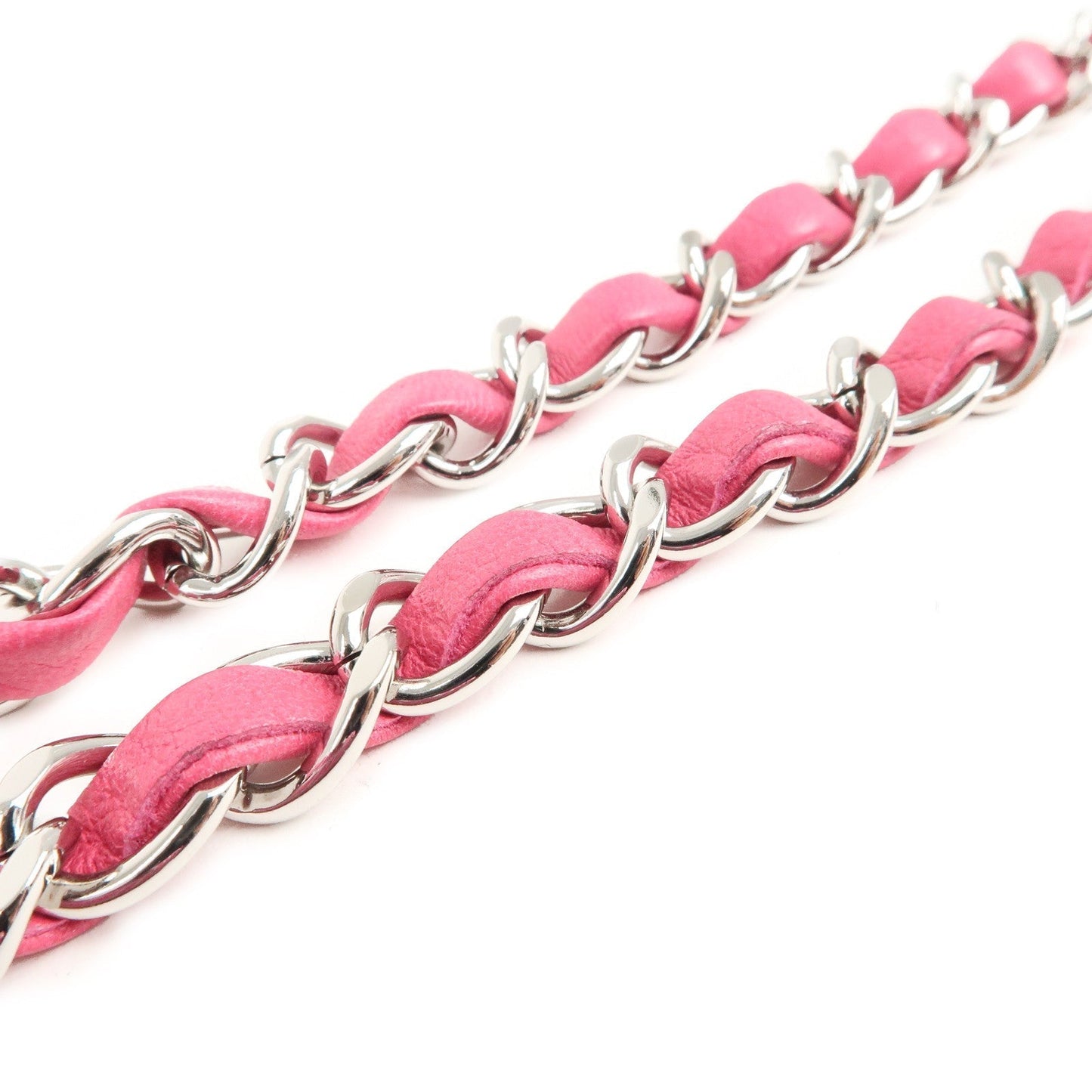 CHANEL Matelasse 25 Tweed Leather Chain W Flap Shoulder Bag Pink