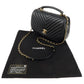 CHANEL Chevron Lamb Skin 2WAY Chain Shoulder Bag Black A98792