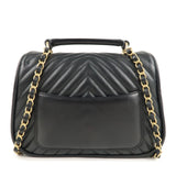 CHANEL Chevron Lamb Skin 2WAY Chain Shoulder Bag Black A98792