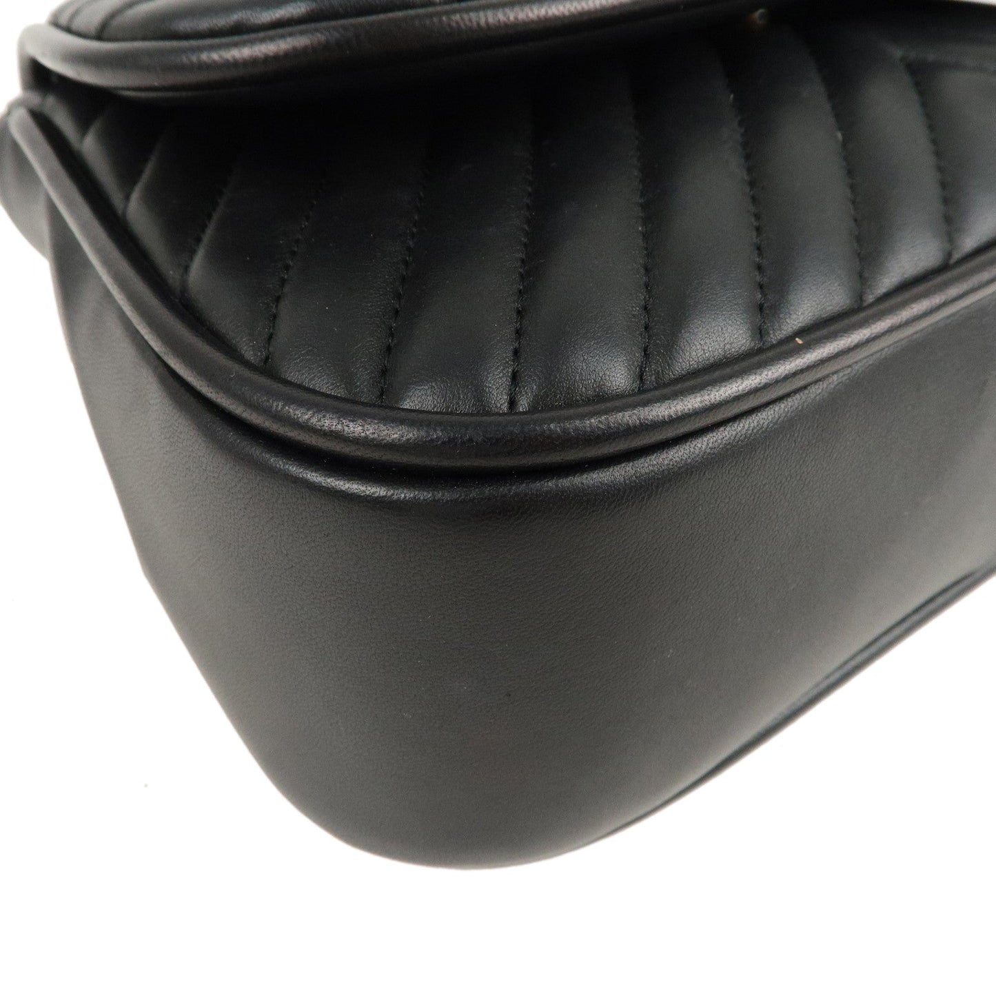 CHANEL Chevron Lamb Skin 2WAY Chain Shoulder Bag Black A98792