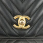 CHANEL Chevron Lamb Skin 2WAY Chain Shoulder Bag Black A98792