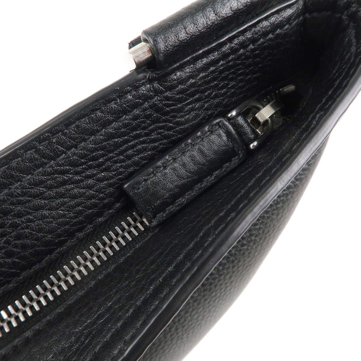Prada Logo Leather Shoulder Bag Hand Bag Black 2VH019