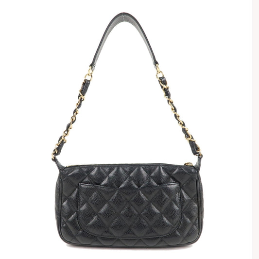 CHANEL Matelasse Caviar Skin Chain Shoulder Bag Black A22476