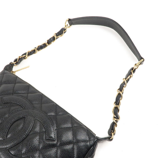 CHANEL Matelasse Caviar Skin Chain Shoulder Bag Black A22476