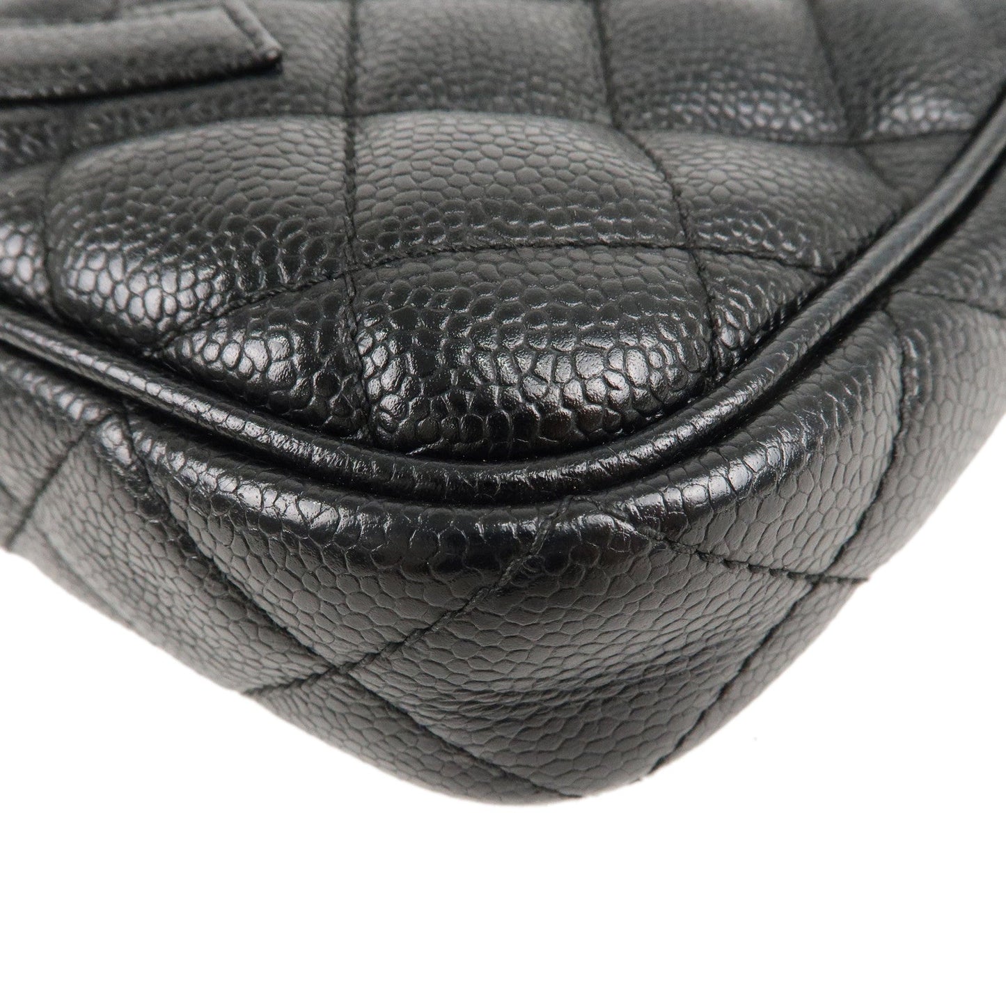 CHANEL Matelasse Caviar Skin Chain Shoulder Bag Black A22476