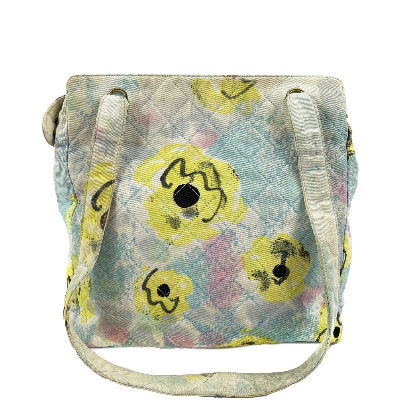CHANEL -   1990's Graphic Multicolor Medium Camellia Print Shoulder Bag