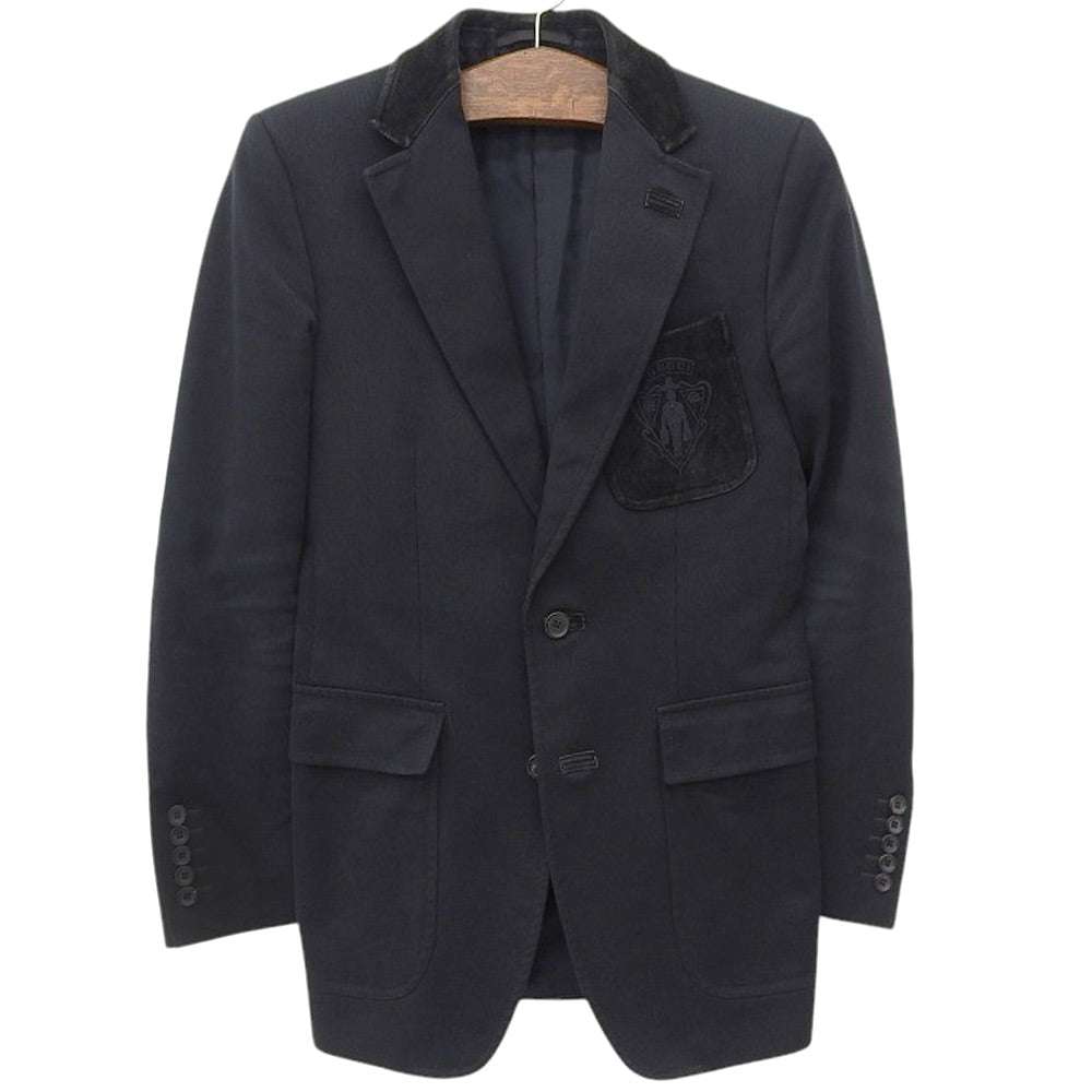 Gucci Emblem Logo Leather Tailored Jacket