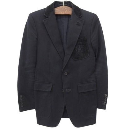 Gucci Emblem Logo Leather Tailored Jacket