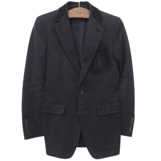 Gucci Emblem Logo Leather Tailored Jacket