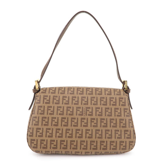 FENDI Zucchino Mamma Baguette PVC Leather Hand Bag Brown 8BR180