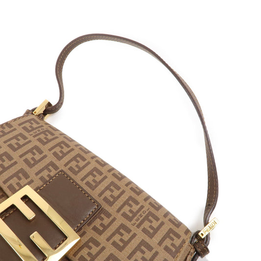 FENDI Zucchino Mamma Baguette PVC Leather Hand Bag Brown 8BR180