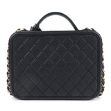 CHANEL CC Filigree Matelasse Caviar Skin Shoulder Bag Black A93344