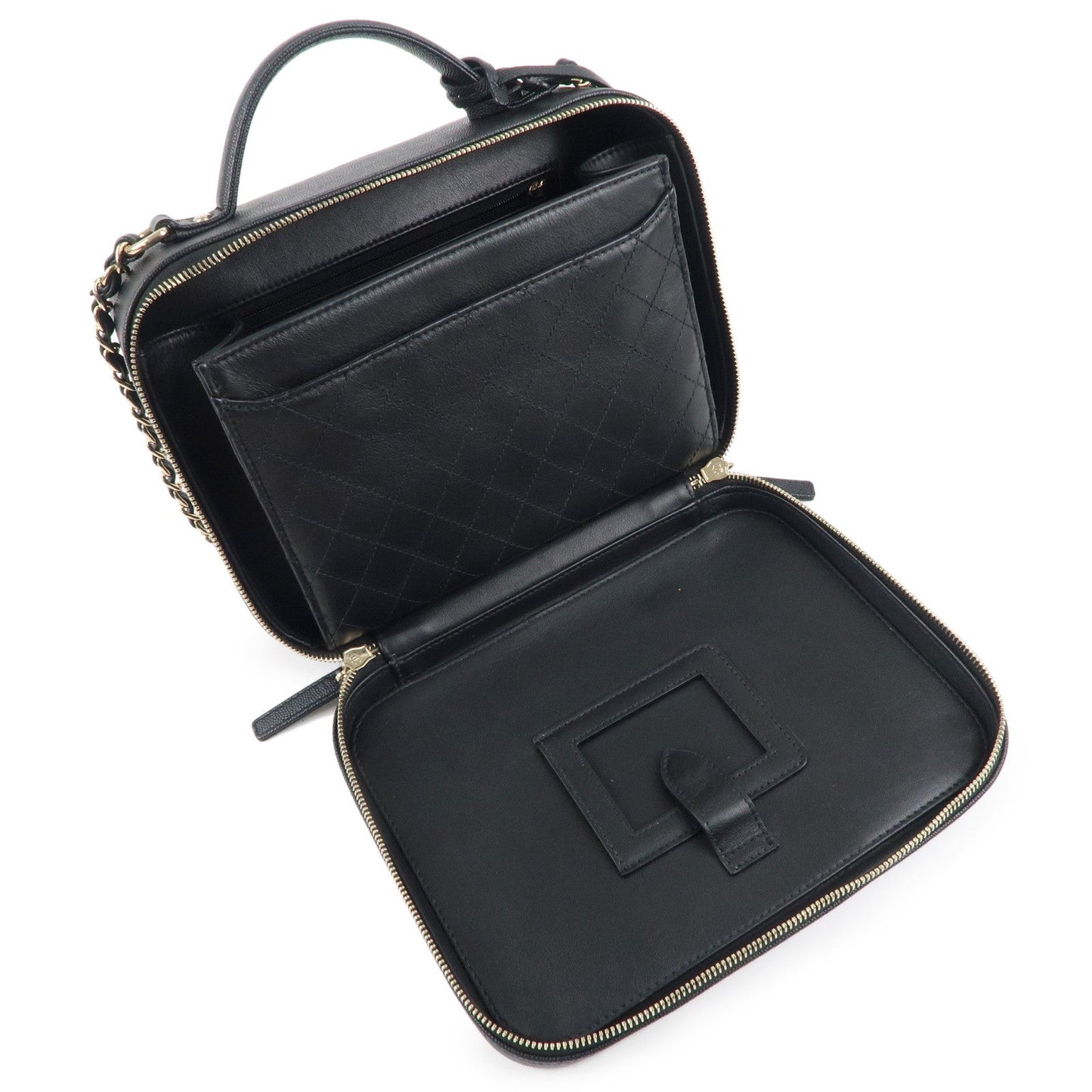 CHANEL CC Filigree Matelasse Caviar Skin Shoulder Bag Black A93344