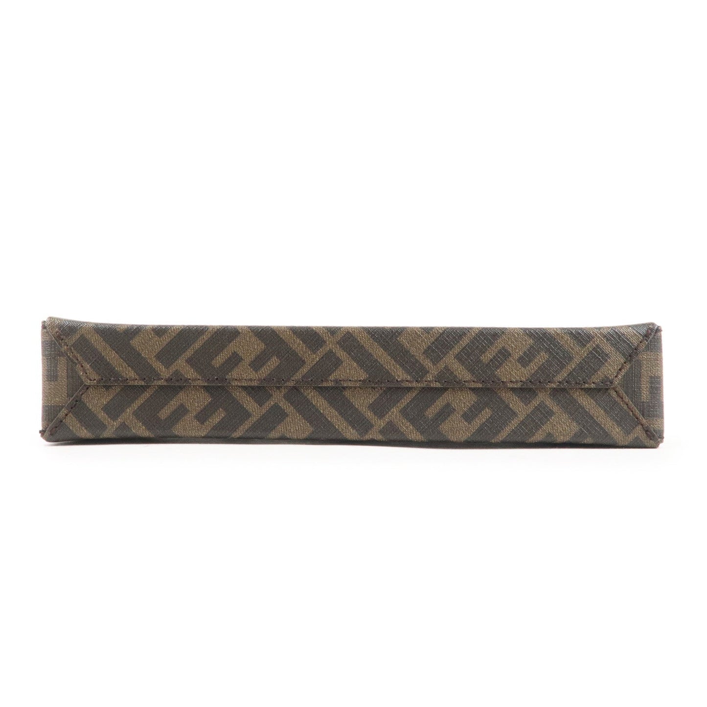 FENDI Zucca PVC Leather Clutch Bag Brown 7VA564