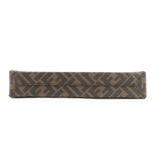 FENDI Zucca PVC Leather Clutch Bag Brown 7VA564