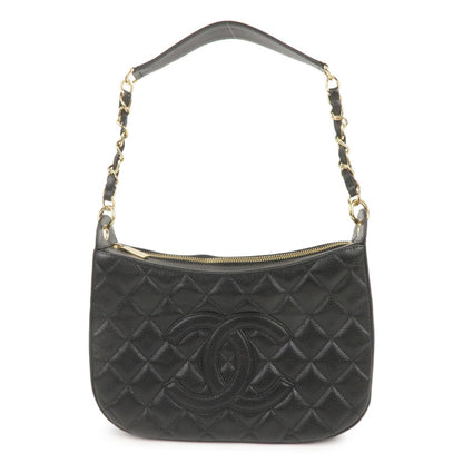 CHANEL Matelasse Caviar Skin Chain Shoulder Bag Black A20993