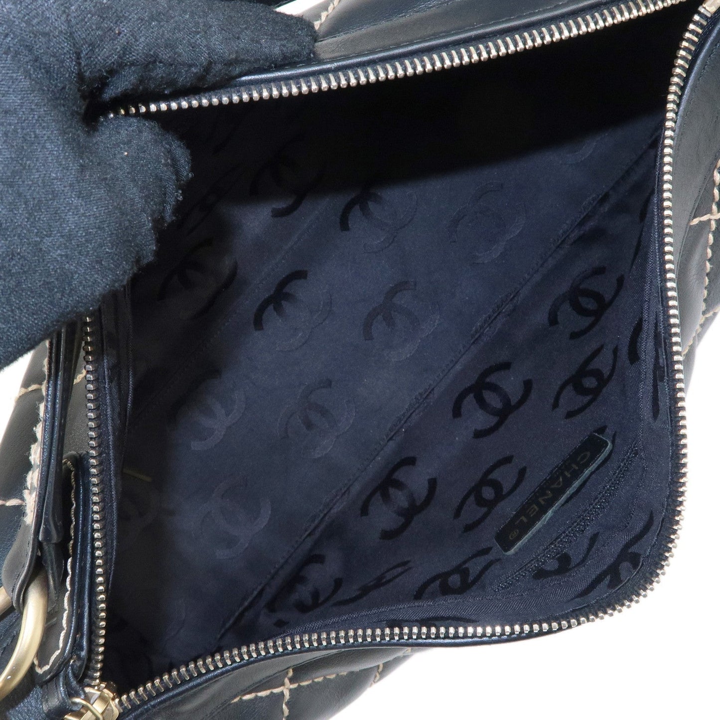 CHANEL Wild Stich Matelasse Lamb Skin Shoulder Bag Black A20663