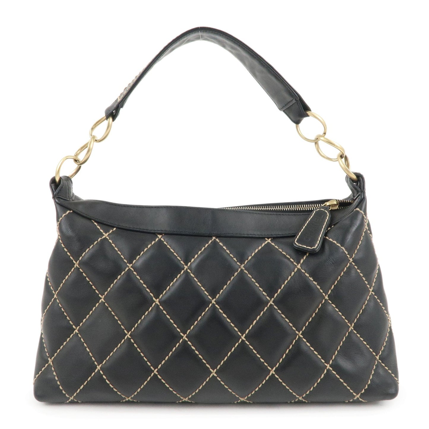 CHANEL Wild Stich Matelasse Lamb Skin Shoulder Bag Black A20663