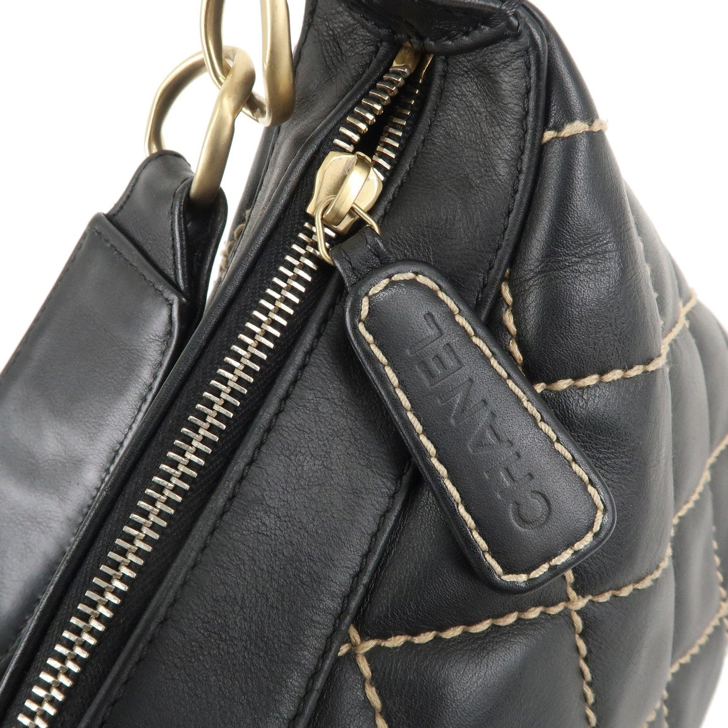 CHANEL Wild Stich Matelasse Lamb Skin Shoulder Bag Black A20663