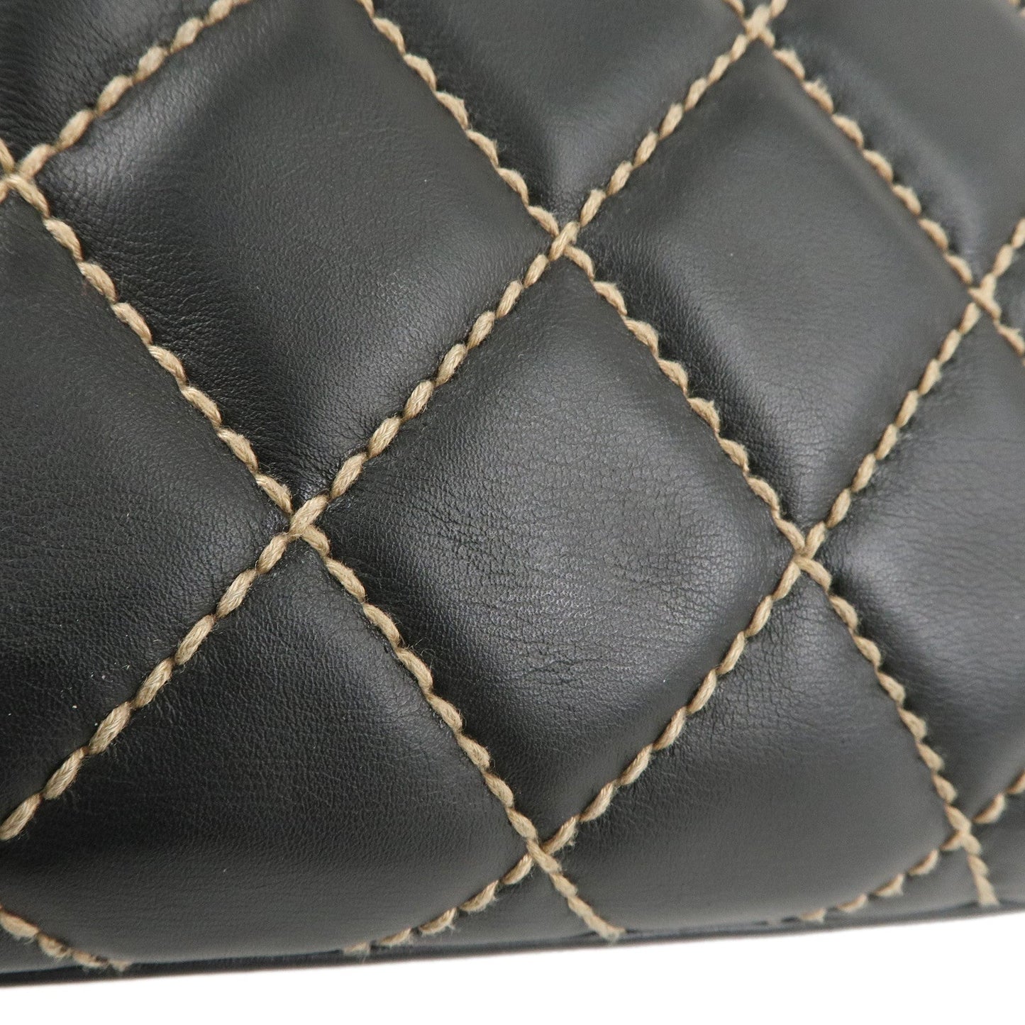 CHANEL Wild Stich Matelasse Lamb Skin Shoulder Bag Black A20663